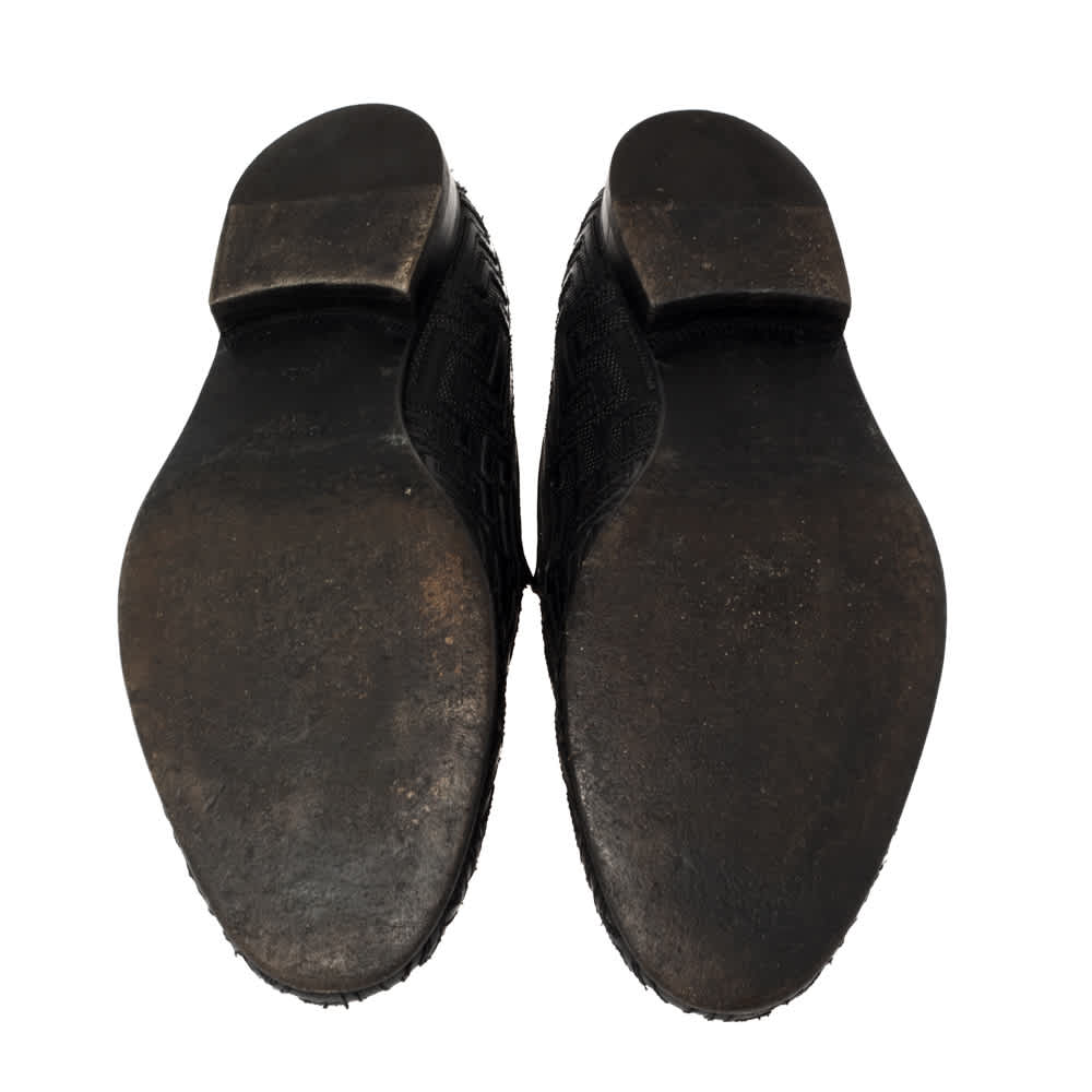 Versace Black Leather Smoking Slippers