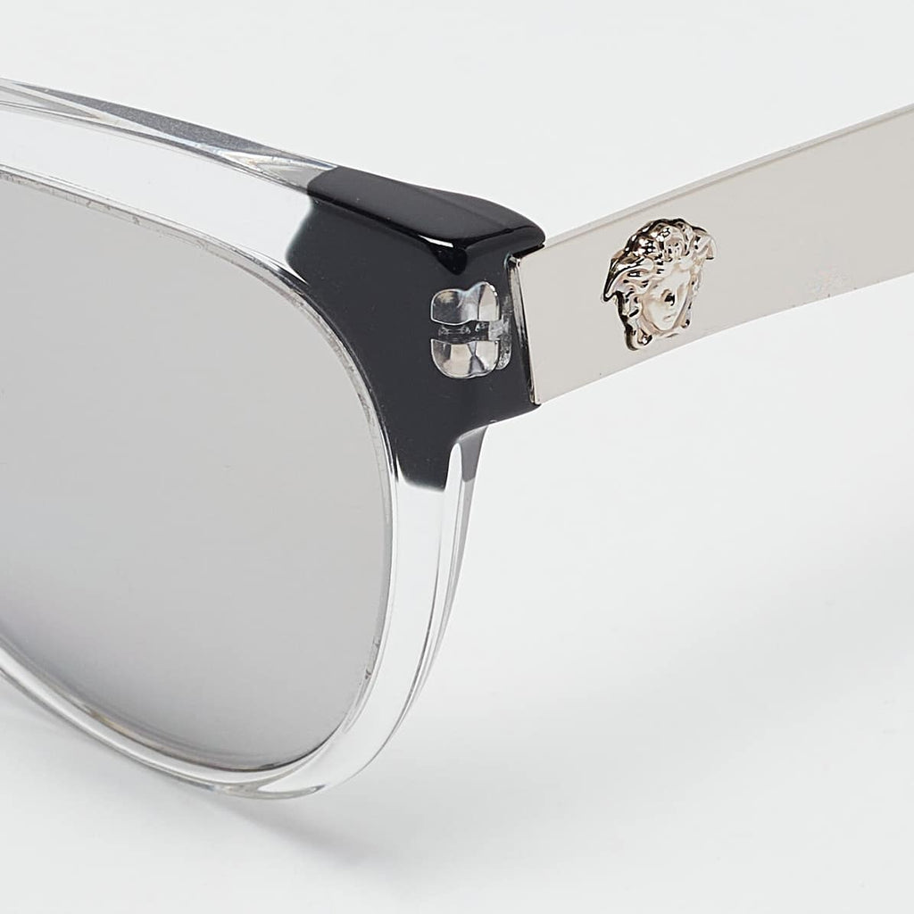 Versace Black/silver Mirror Mod. 4338 Medusa Cat Eye Sunglasses