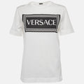 Versace White Logo Print Cotton T-Shirt