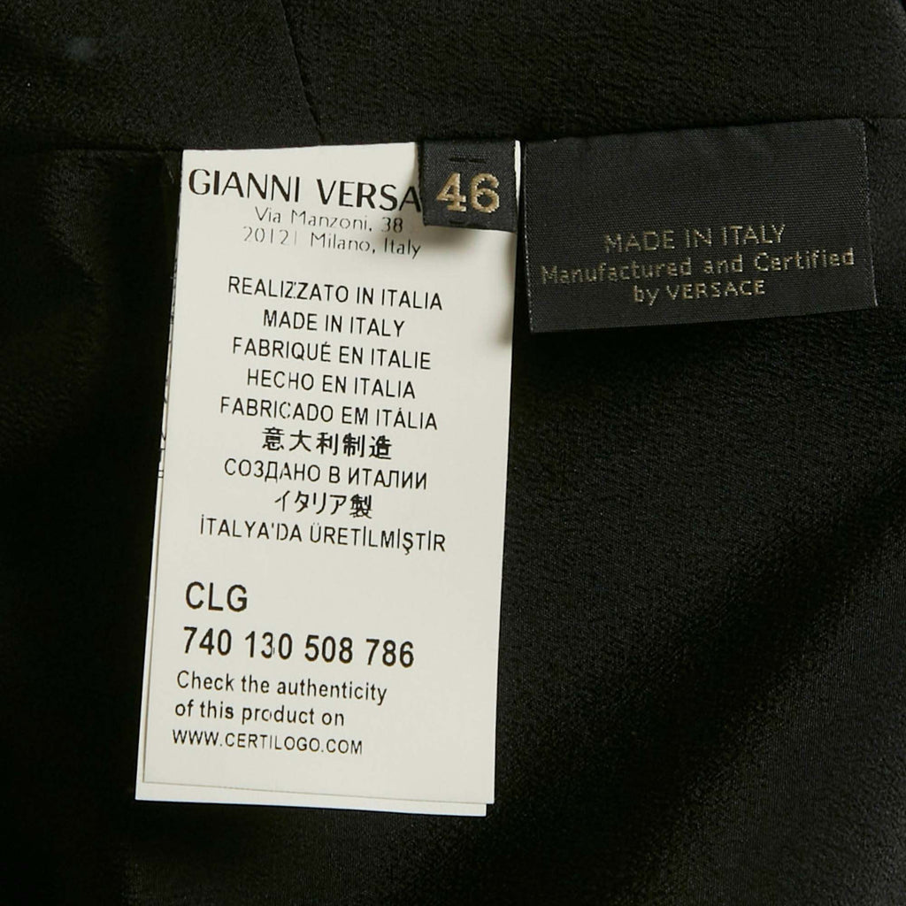 Versace Black Silk Cut Out Neck Paneled Mini Dress