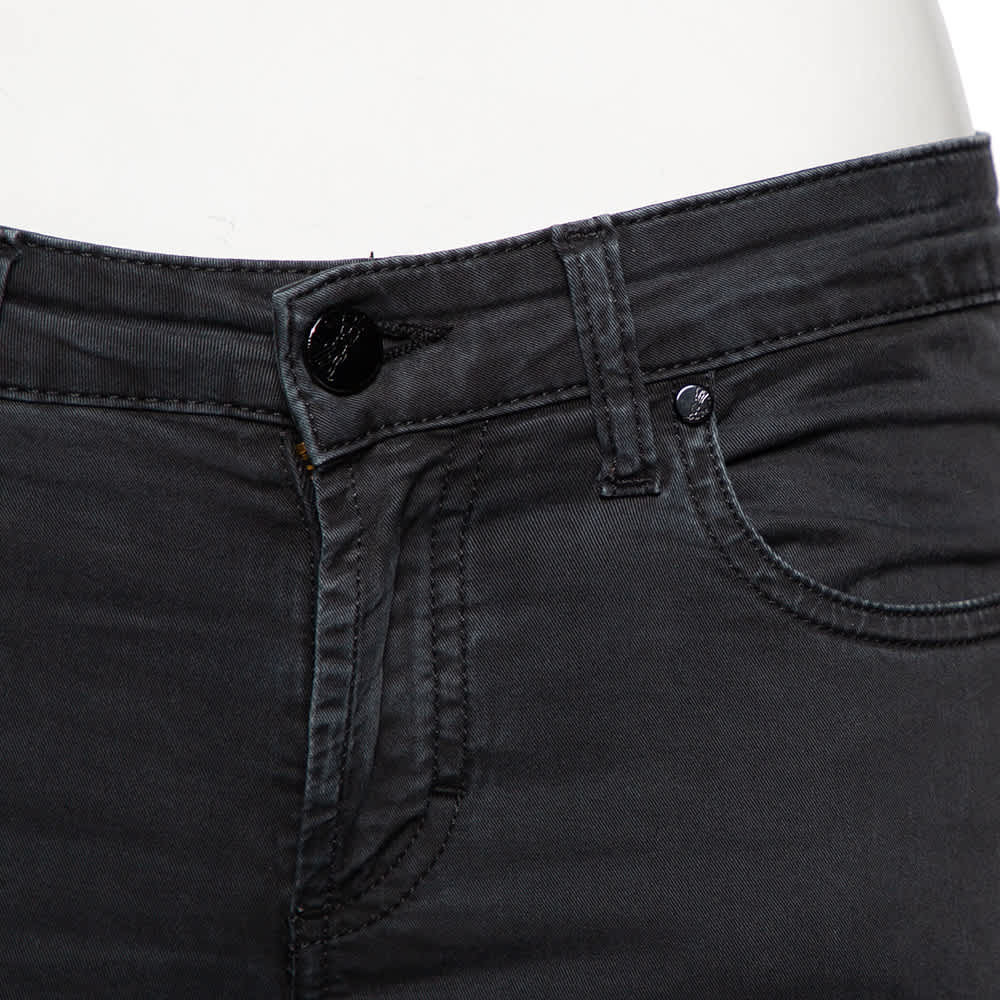 Versace Charcoal Grey Denim Stud Embellished Pocket Detailed Jeans