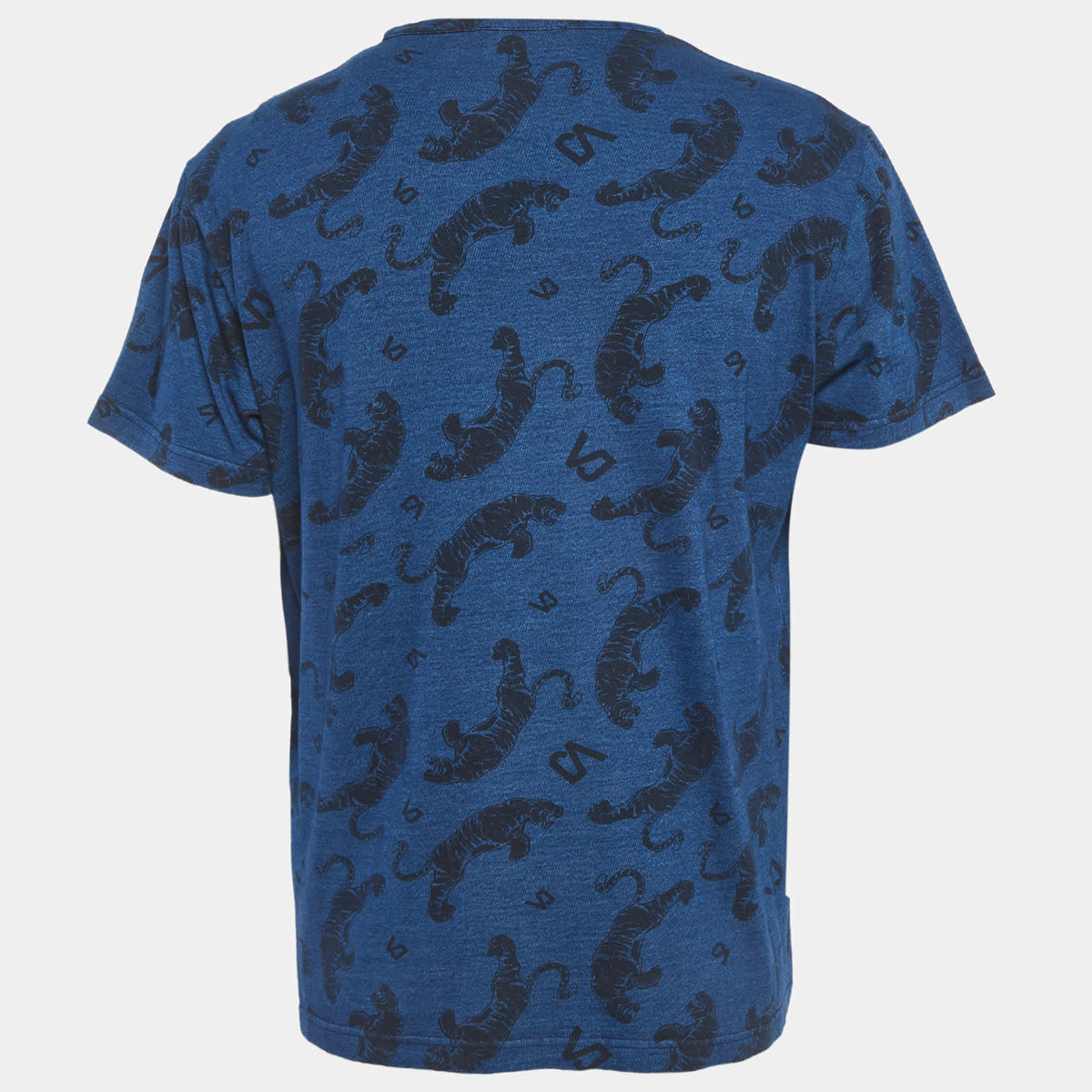 Versace Jeans Blue Tiger Print Jersey Crew Neck T-Shirt