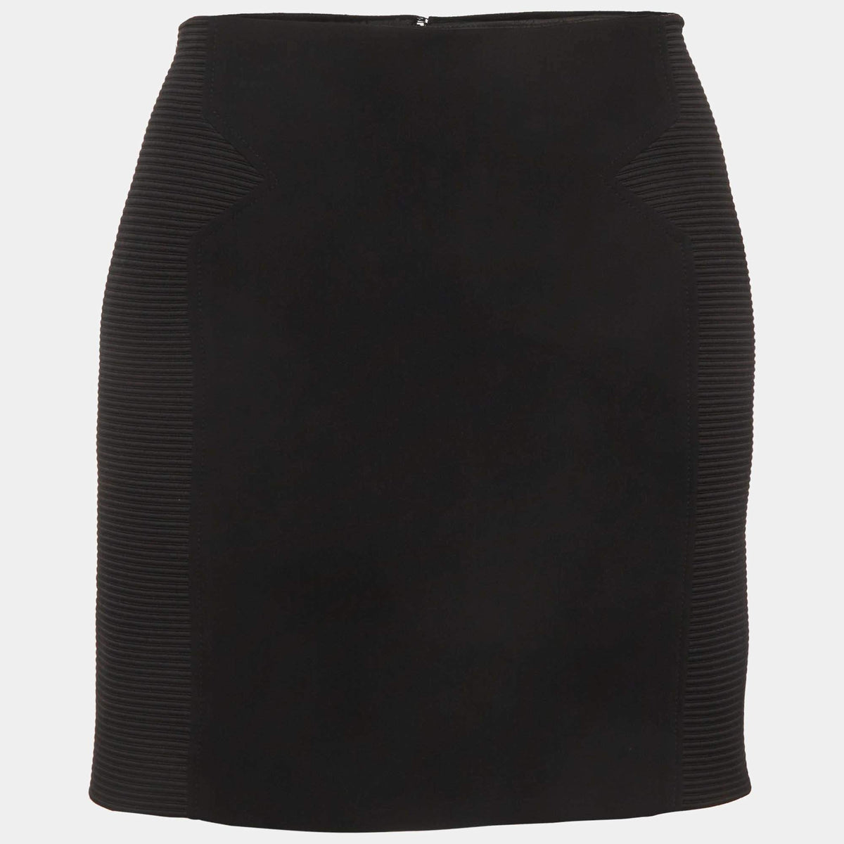 Versace Black Silk Blend Ribbed Paneled Mini Skirt