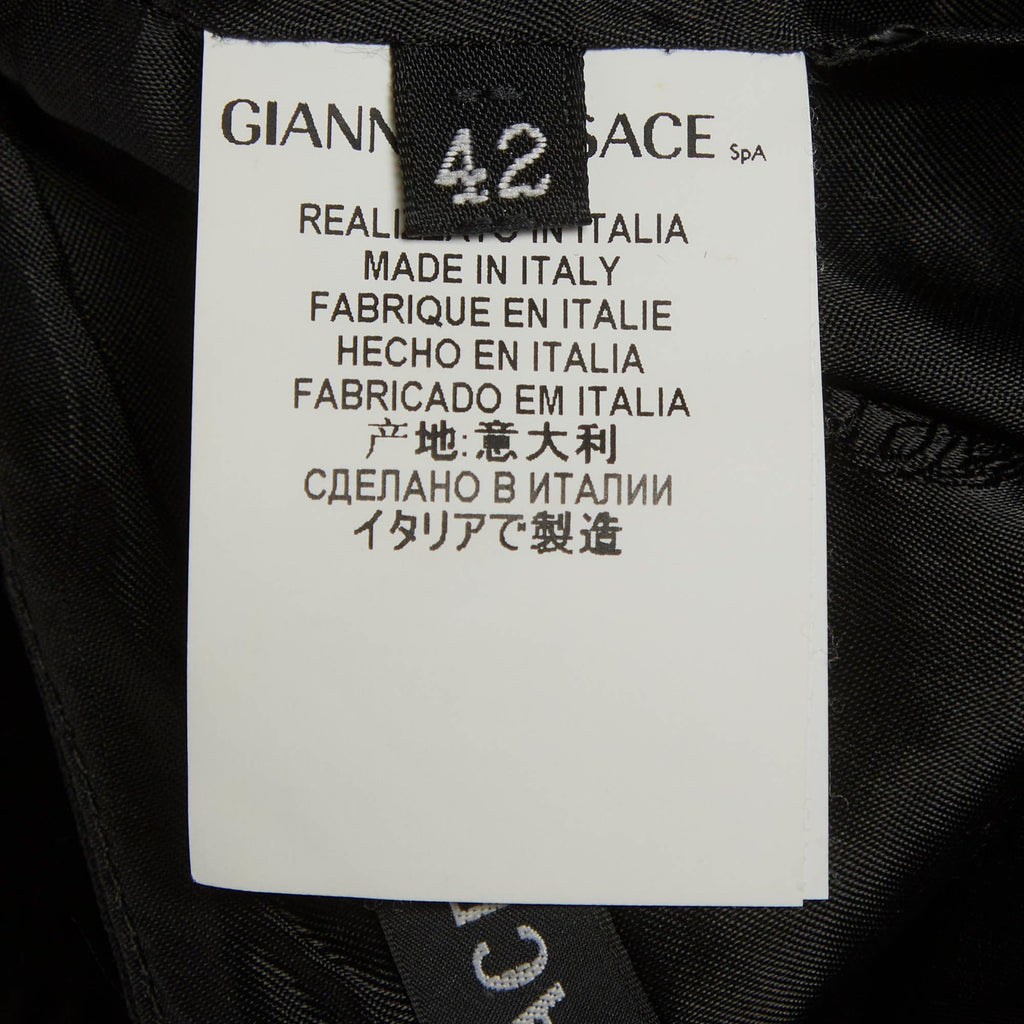 Versace Black Silk Blend Ribbed Paneled Mini Skirt