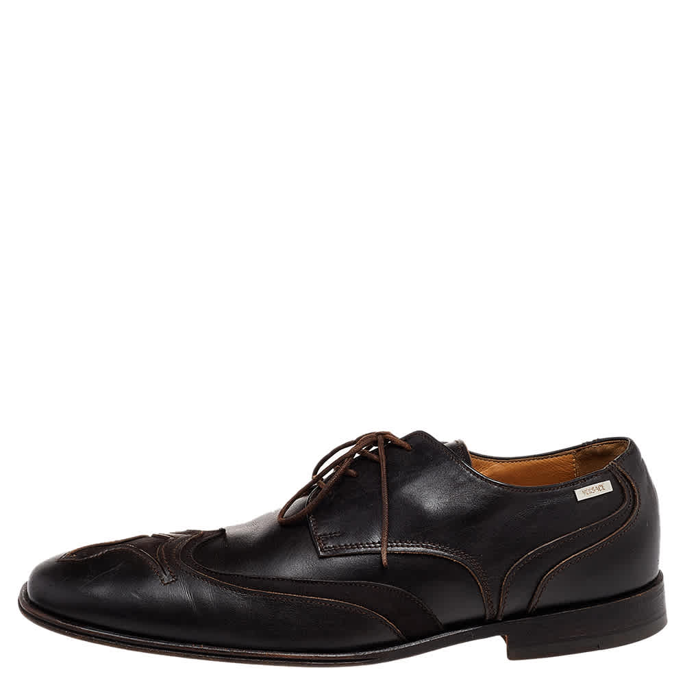 Versace Brown Leather Lace Up Derby