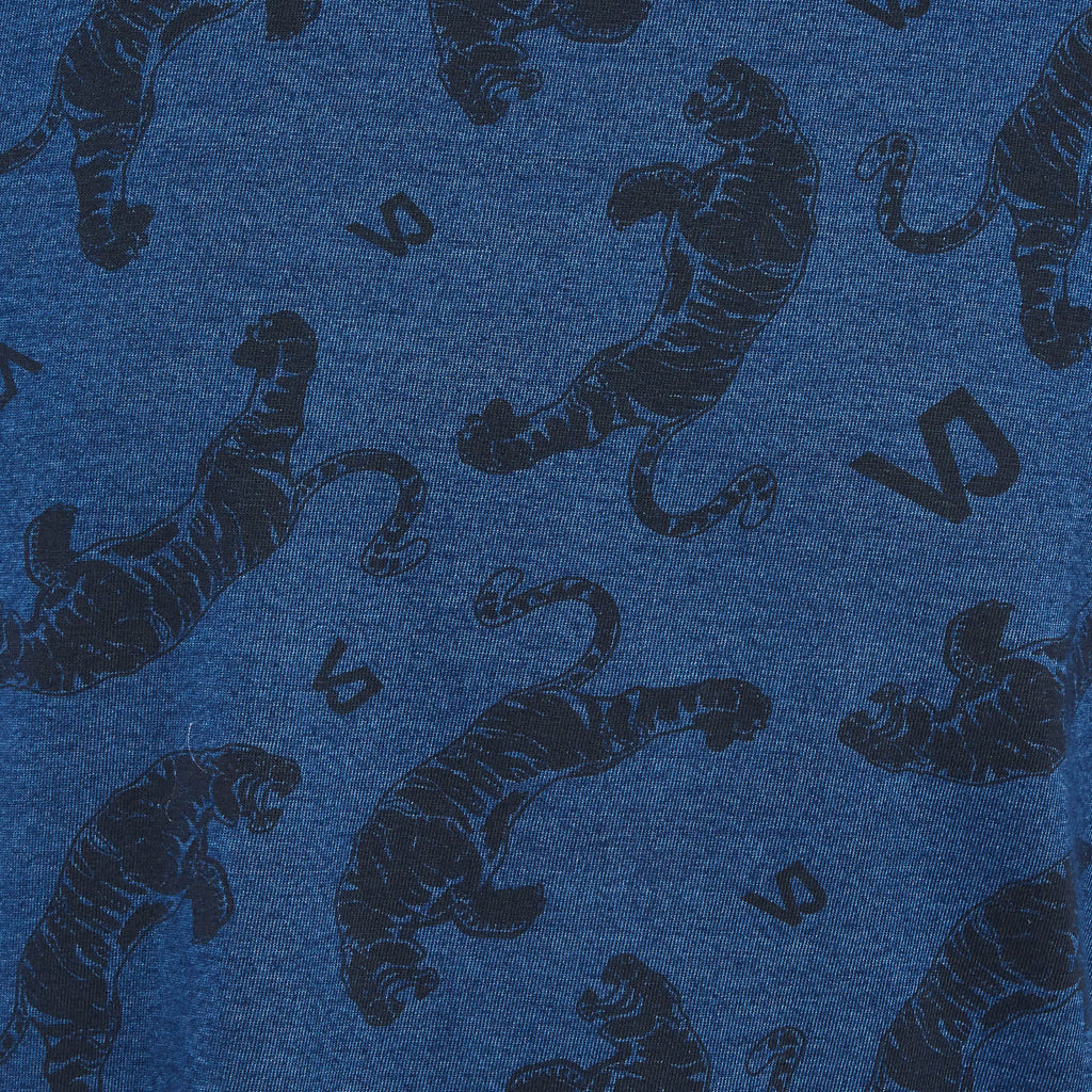 Versace Jeans Blue Tiger Print Jersey Crew Neck T-Shirt