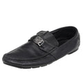 Versace Black Leather Medusa Slip On Loafers