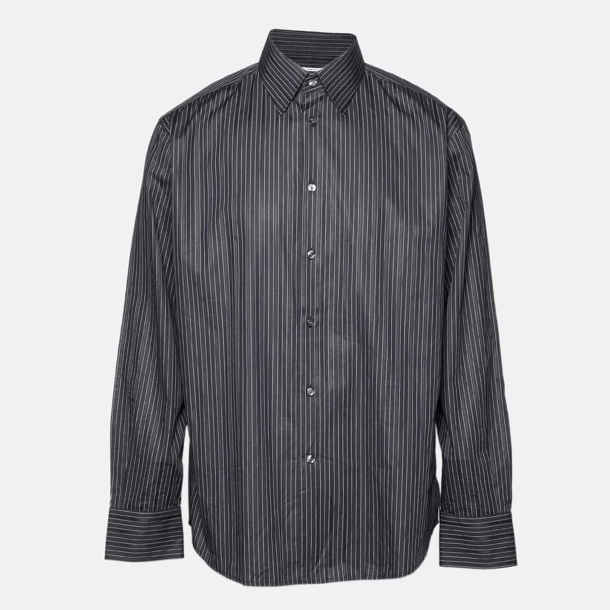 Versace Collection Black Pin Stripe Cotton Business Fit Shirt