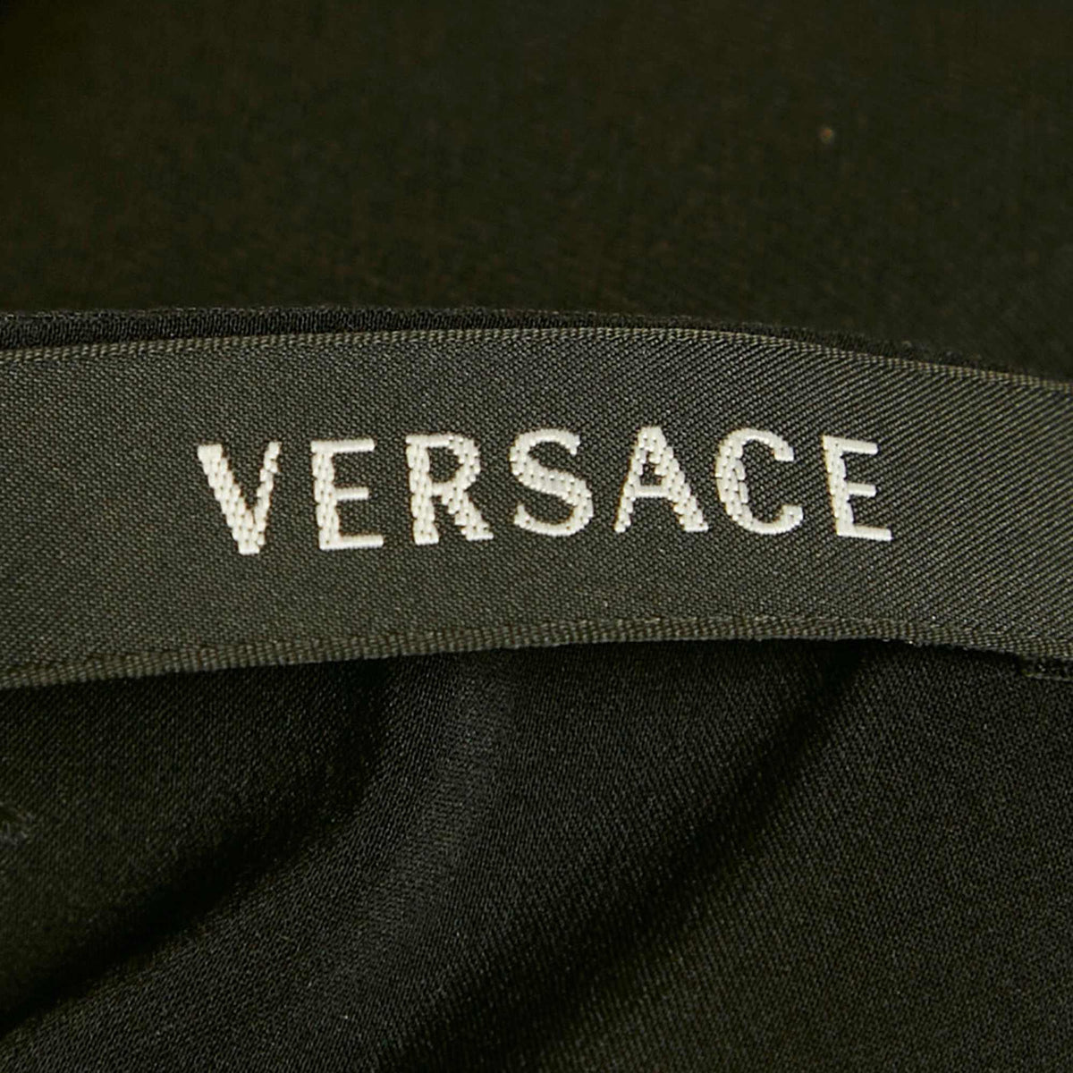 Versace Black Crepe Lace Detail Maxi Dress