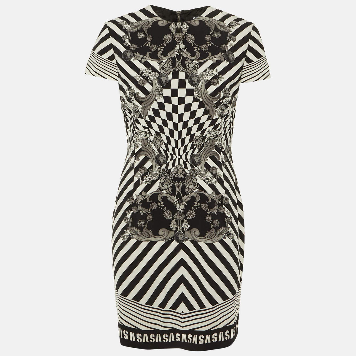 Versus Versace Monochrome Printed Crepe Shift Dress