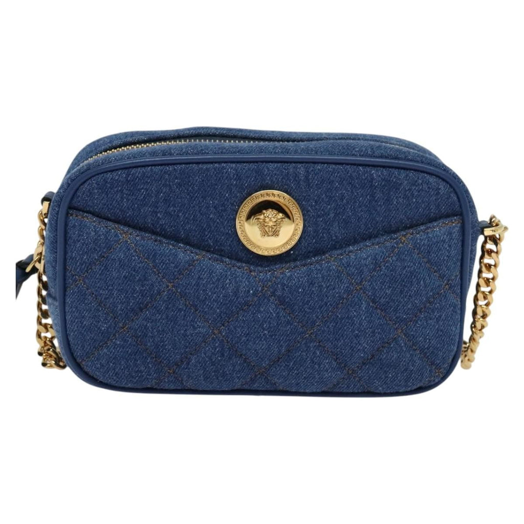Versace Medusa Icon Front Slip Pocket Camera Quilted  Canvas Shoulder Bag Bag (Pre-Owned)