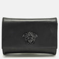 Versace Palazzo Medusa Black Leather Flap Clutch
