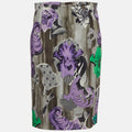 Versace Collection Multicolour Abstract Print Stretch Crepe Pencil Skirt