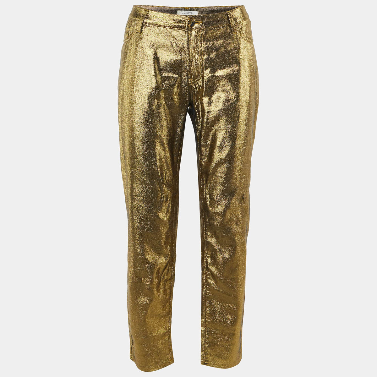 Versace Collection Gold Metallic Slim Fit Jeans