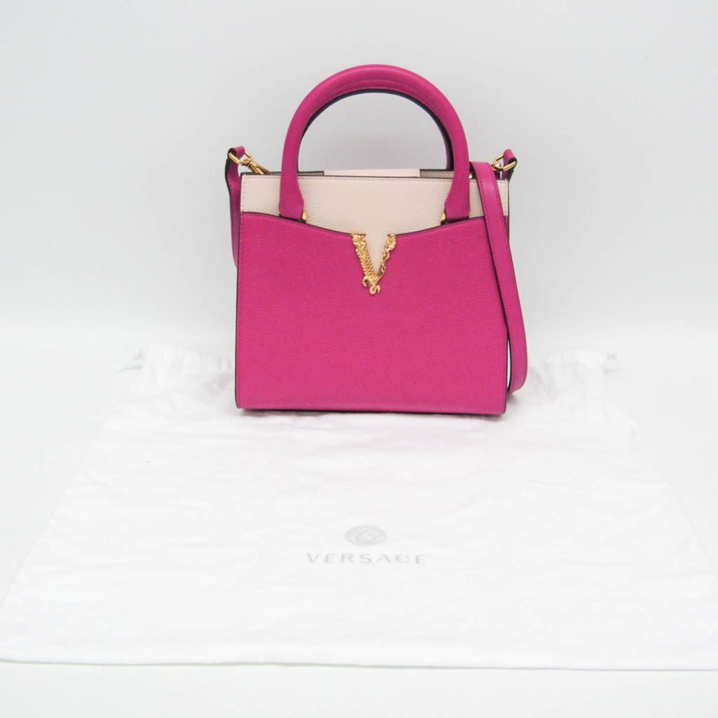 Versace pink pink Leather Handbag Shoulder Bag (Pre-Owned)