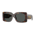 Versace Sunglasses Square Full Rim, Shiny Black Frame And Dark Grey Lens Ve4496Ugb1/87