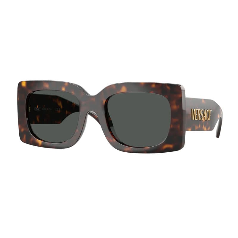 Versace Sunglasses Square Full Rim, Shiny Black Frame And Dark Grey Lens Ve4496Ugb1/87