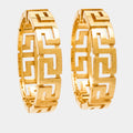 Versace Greca Gold Tone Hoop Earrings