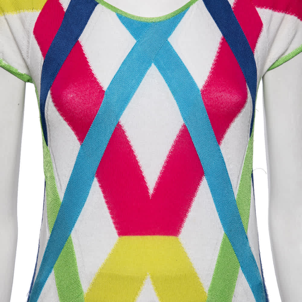 Versace Jeans Couture Multicolor Stripe Cap Sleeves Top