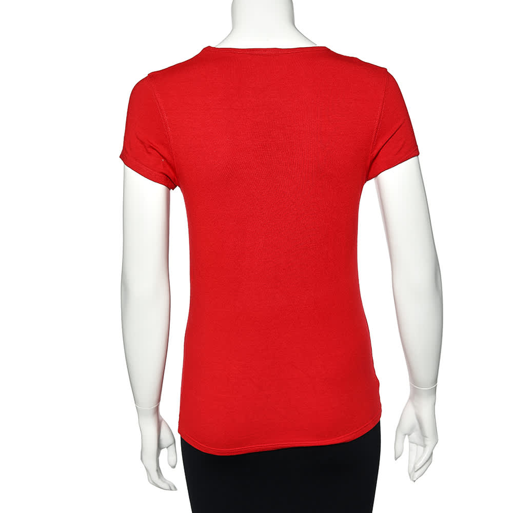 Versace Jeans Couture Red Cotton Knit Logo T-Shirt
