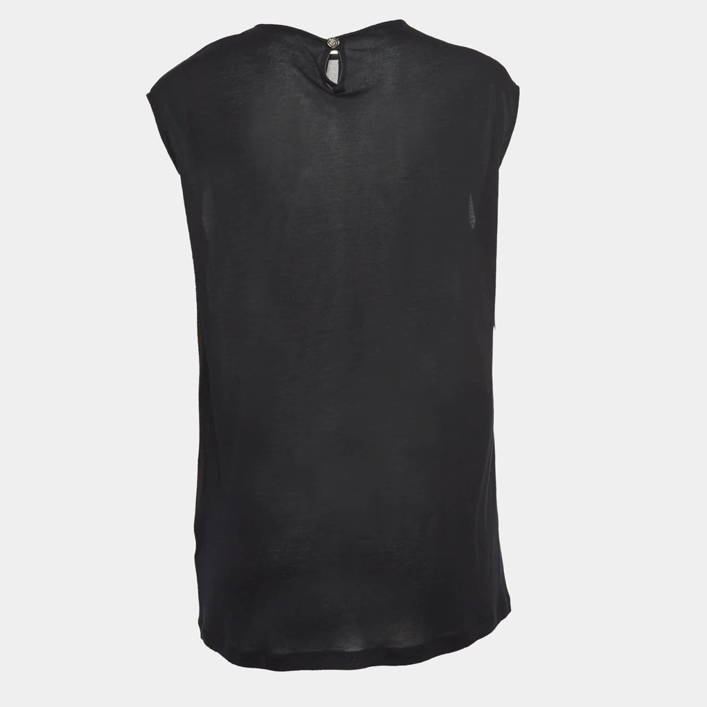 Versace Black Printed Jersey Loose Fit Tank Top