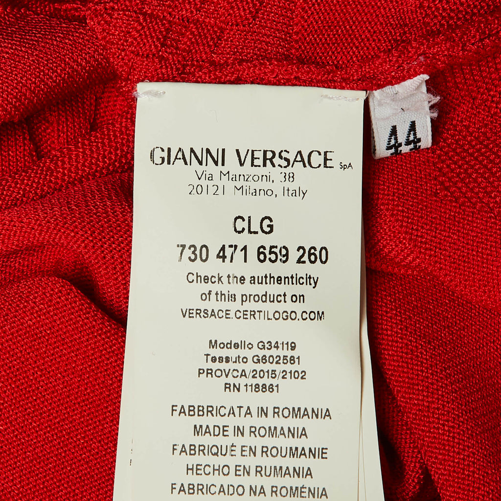 Versace Collection Red Geometric Pattern Knit Jumper