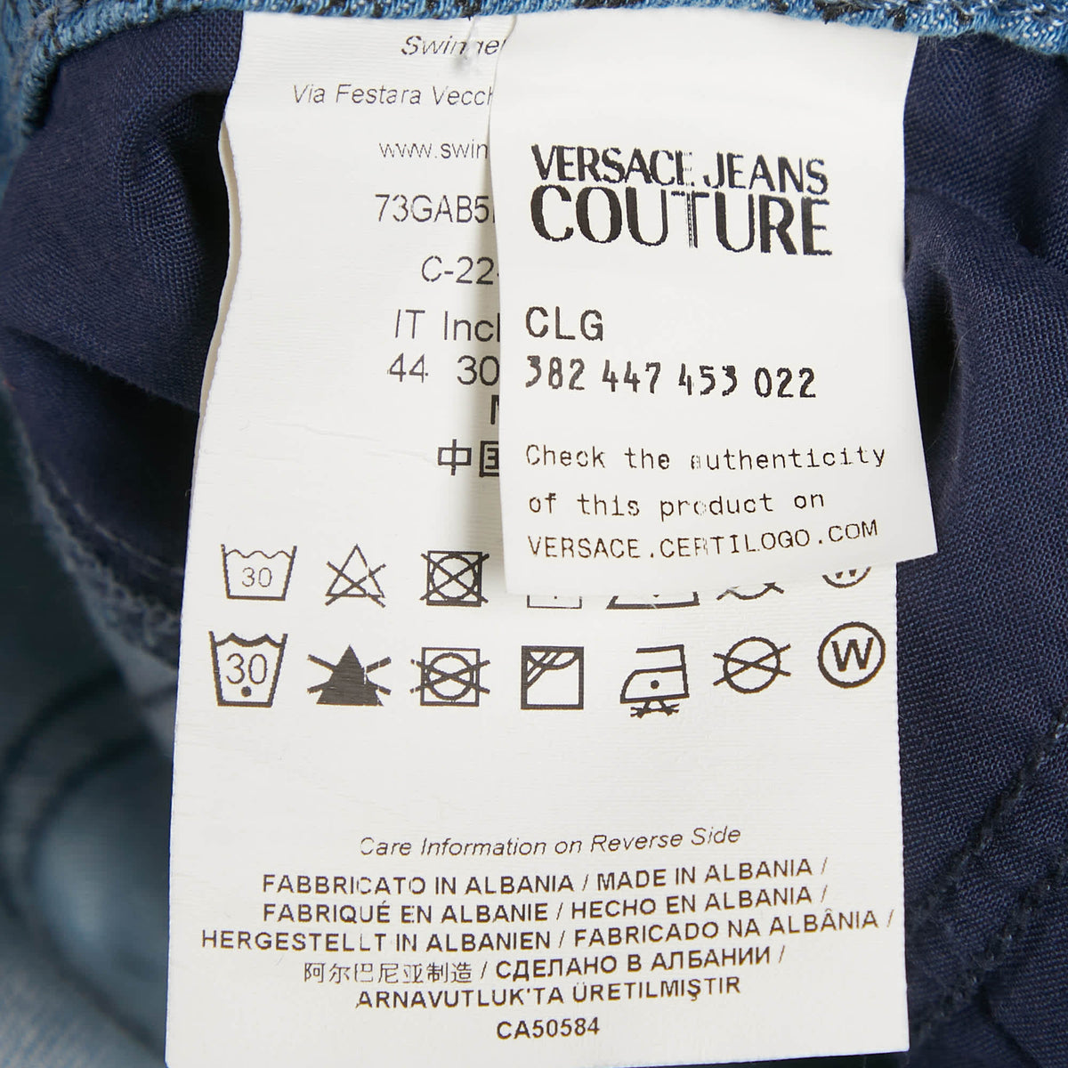 Versace Jeans Couture Blue Logo Print Denim Skinny Jeans M/waist