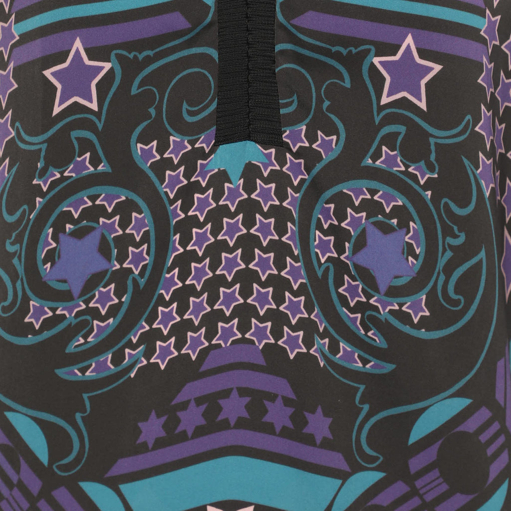 Versace Jeans Black Multicolor Star Print Satin Blouse