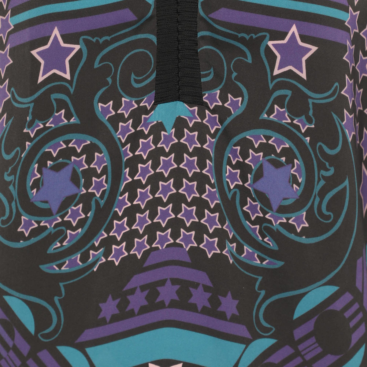 Versace Jeans Black Multicolor Star Print Satin Blouse