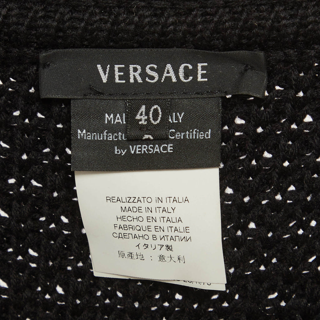 Versace Black Knit Double Breasted Coat