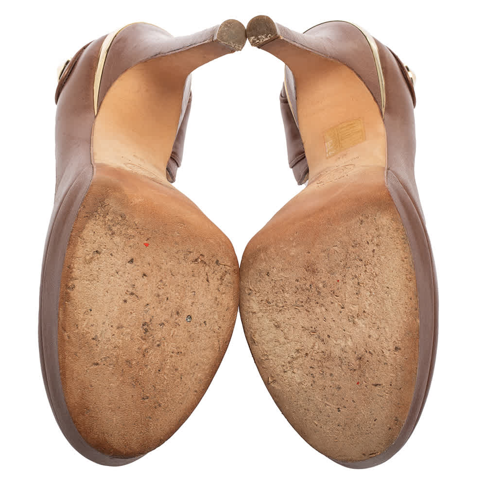 Versace Brown Leather D'orsay Pumps