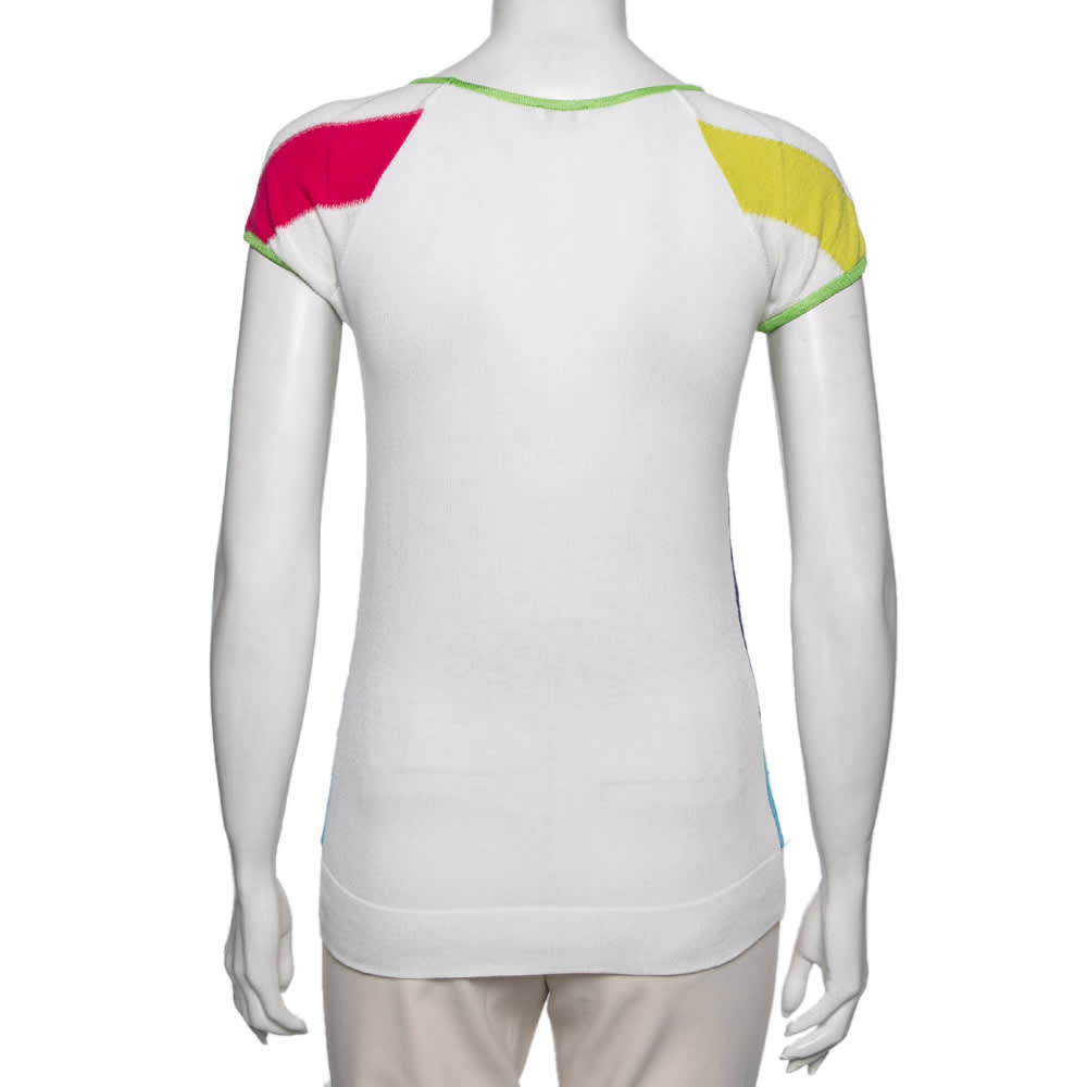 Versace Jeans Couture Multicolor Stripe Cap Sleeves Top