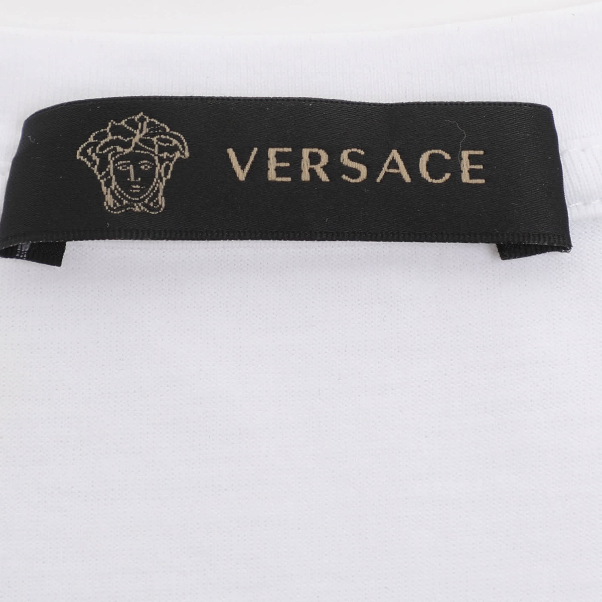 Versace White Logo Embroidered Jersey T-Shirt