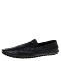 Versace Black Woven Leather Slip On Loafers