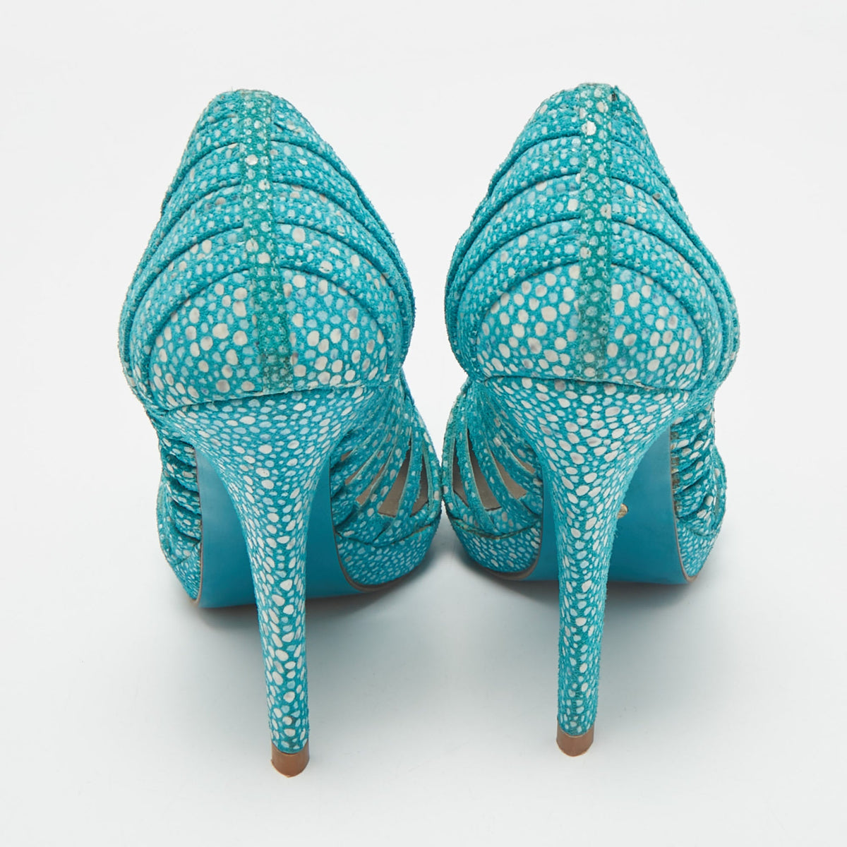 Versace Blue/white Suede Platform Pumps