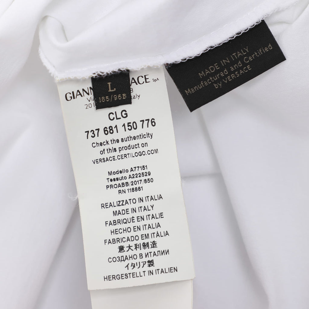 Versace White Logo Embroidered Jersey T-Shirt