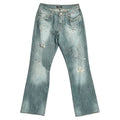 Versace Jeans Couture Blue Embellished Denim Flared Leg Distressed Jeans
