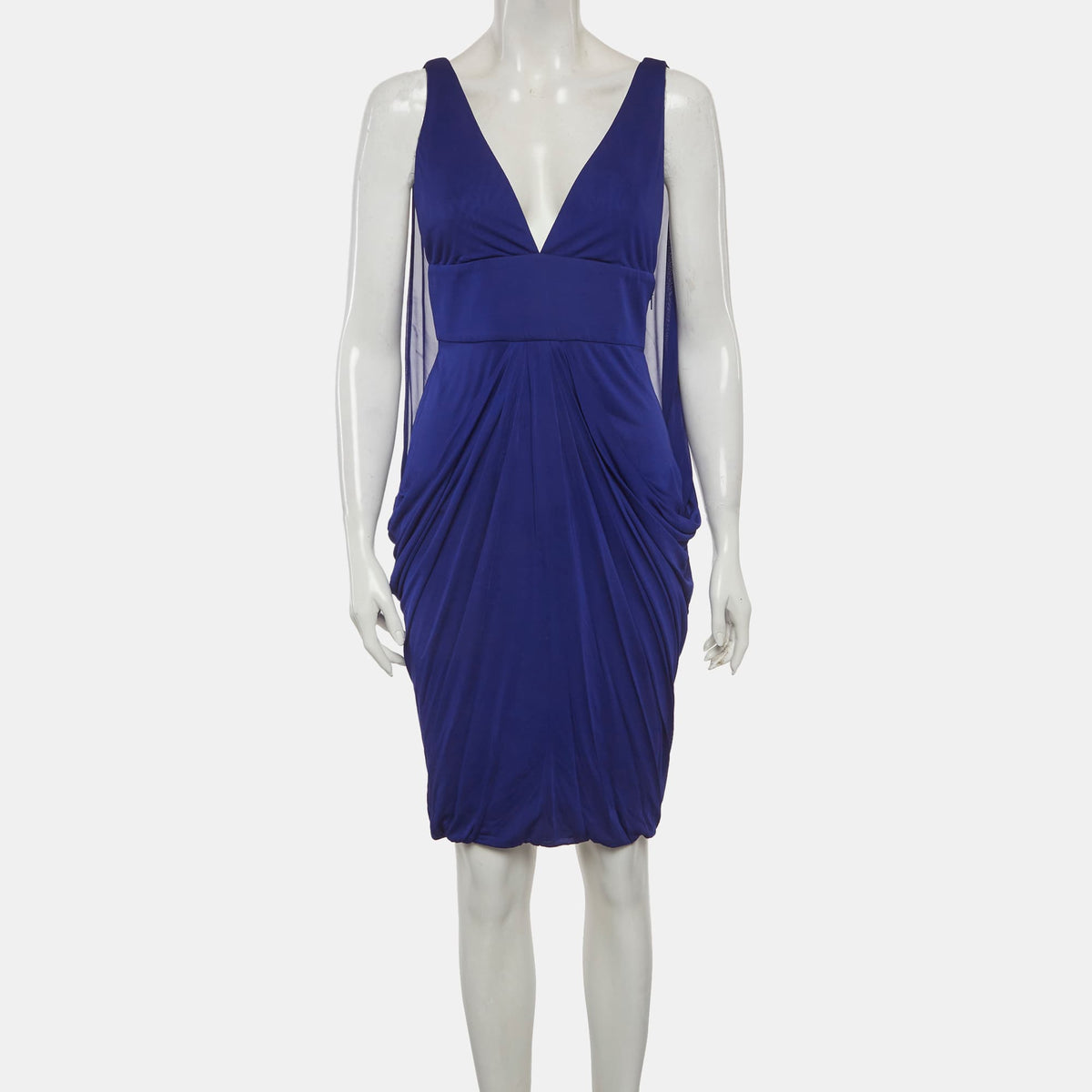Versace Blue Jersey Draped Mini Dress