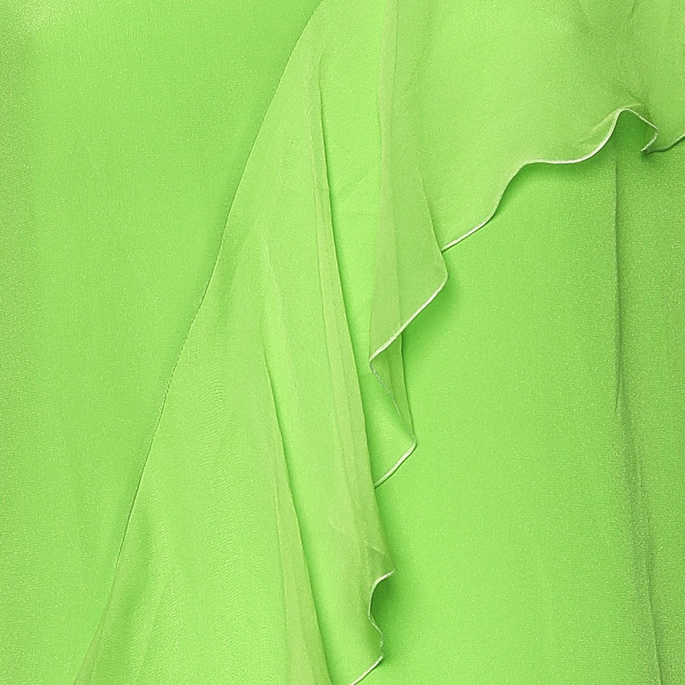 Versace Neon Green Silk Ruffled Sleeveless Top