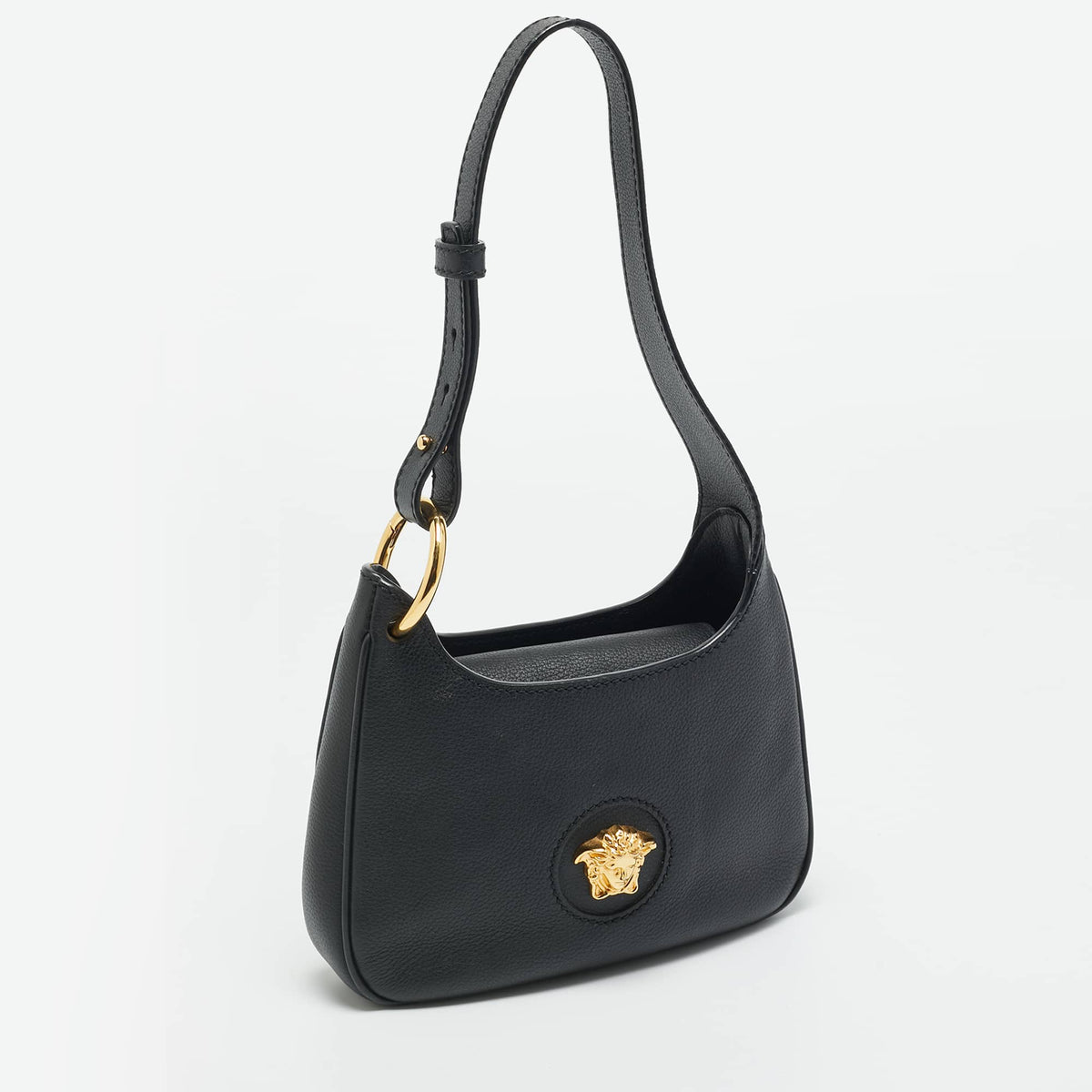 Versace La Medusa Mini Black Leather Hobo