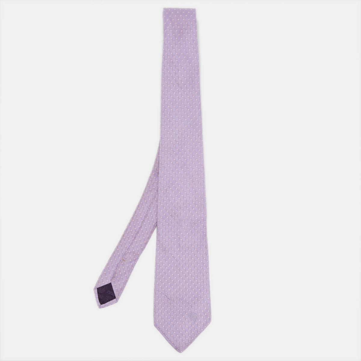 Versace Purple Geometric Pattern Silk Tie