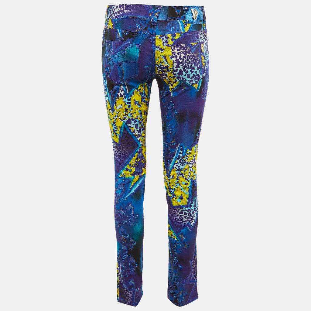 Versace Jeans Multicolor Printed Cotton Skinny Fit Jeans