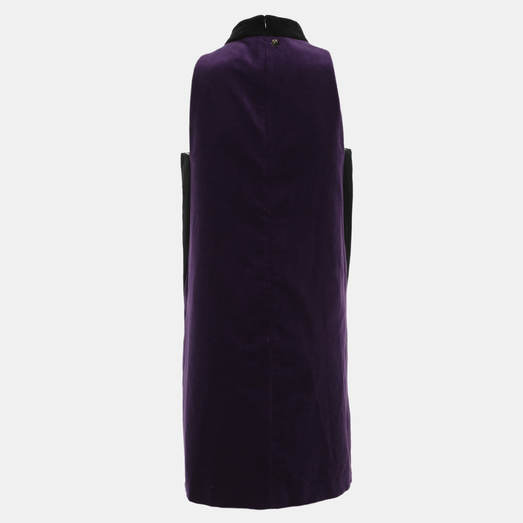 Versace Collection Purple/black Velvet Halter Neck Midi Dress