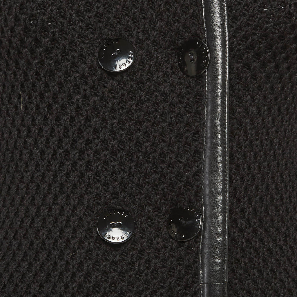 Versace Black Knit Double Breasted Coat