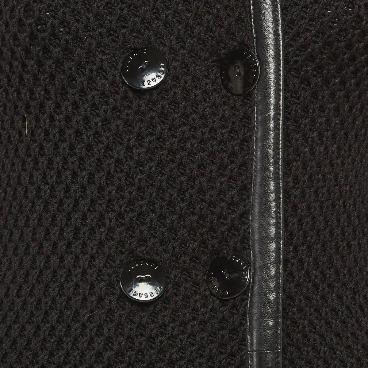 Versace Black Knit Double Breasted Coat