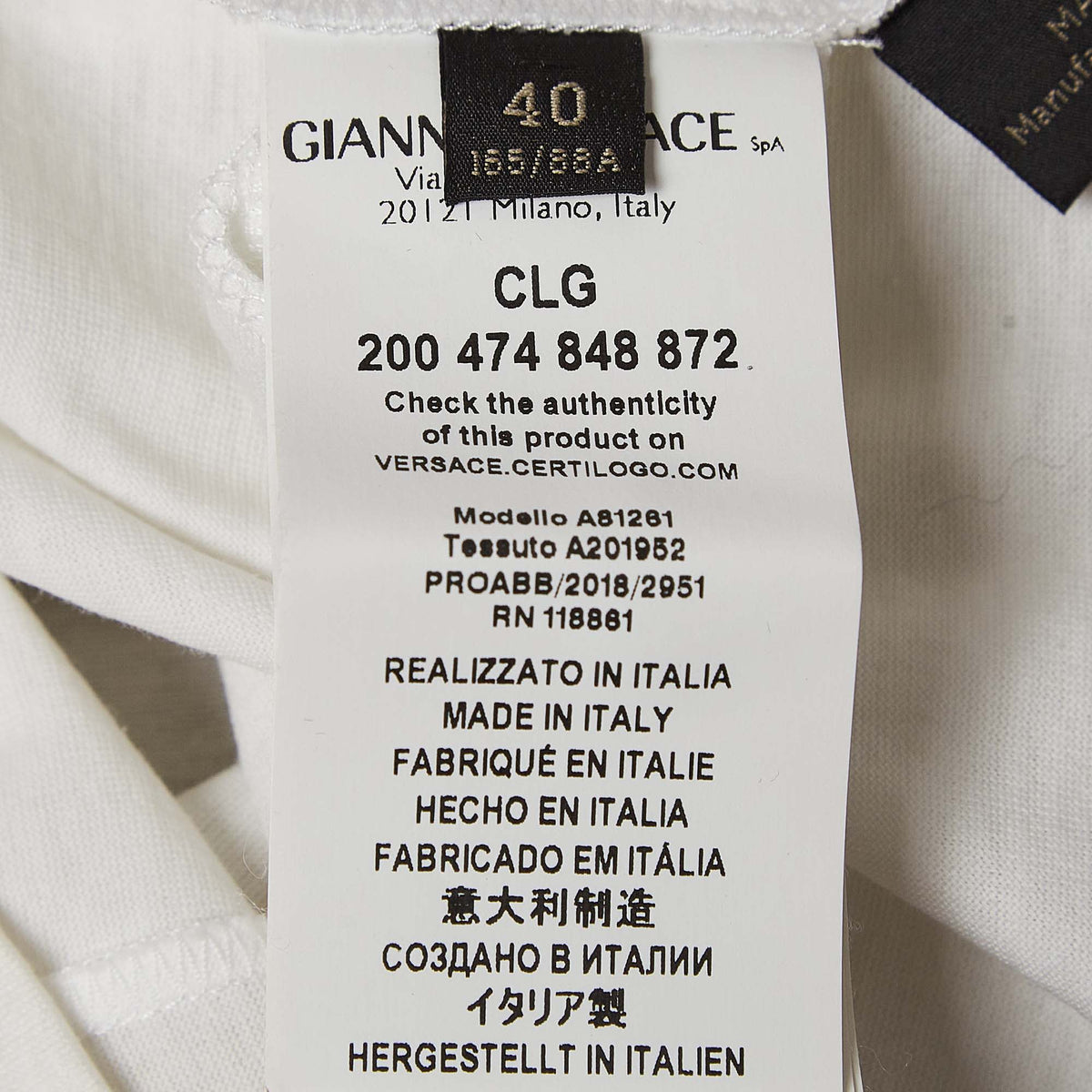 Versace White Logo Print Cotton T-Shirt