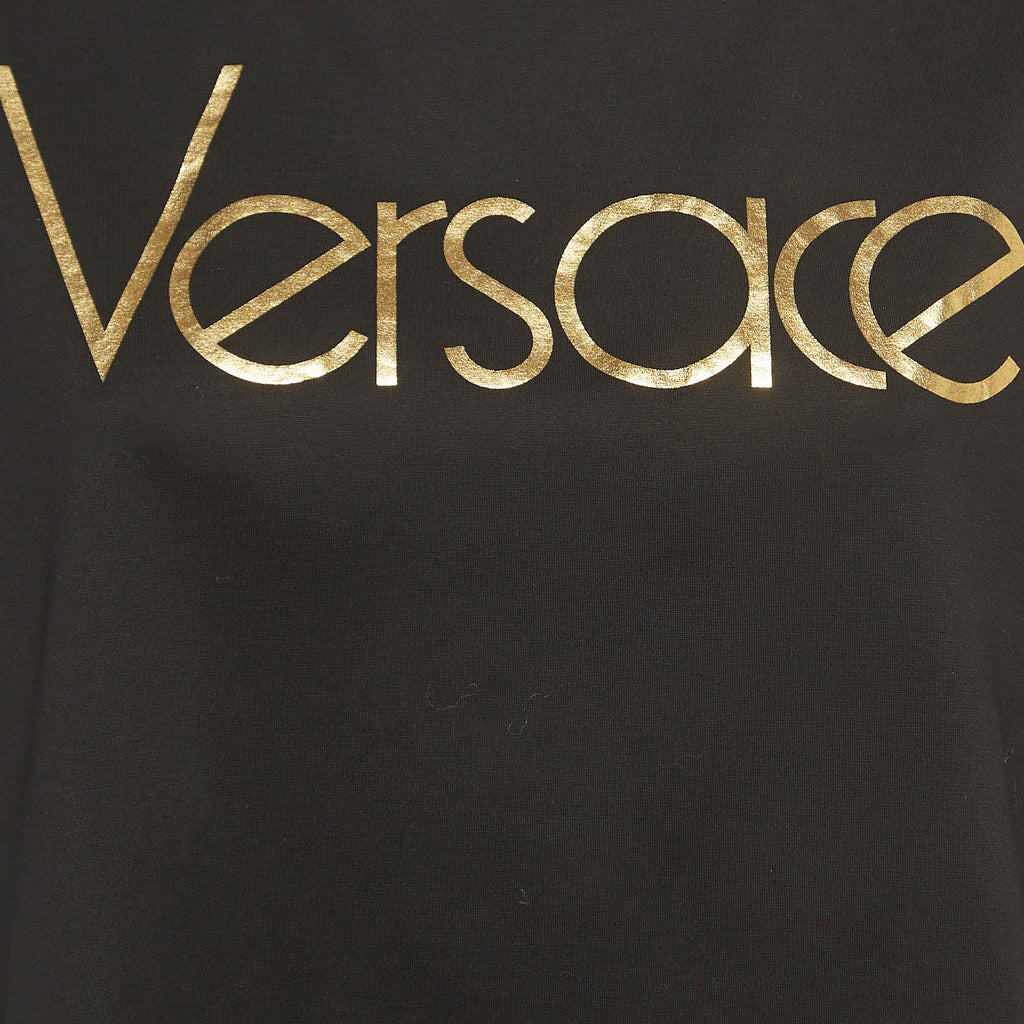 Versace Tribute Black Logo Cotton T-Shirt