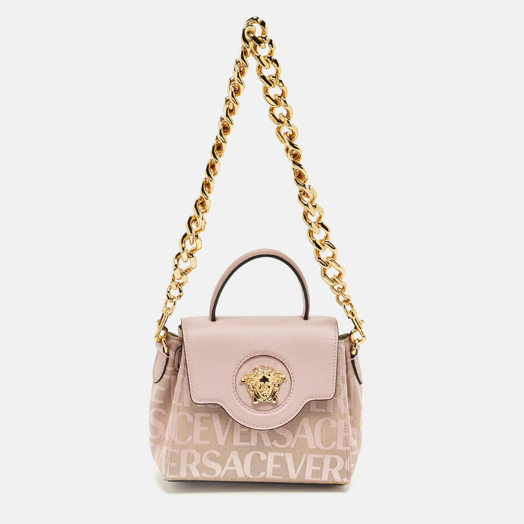 Versace Lilac Jacquard Canvas And Leather