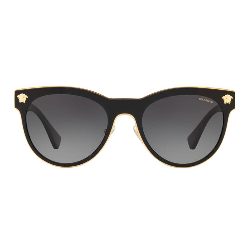 Versace Sunglasses Cat Eye Full Rim, Black Frame And Light Grey Gradient Dark Blue Lens Ve21981002T3