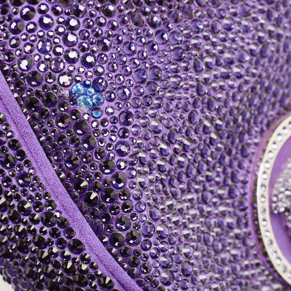 Versace Repeat Crystal Studded Mini Purple Satin Hobo